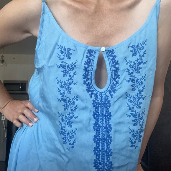 Blue Embroidered High Low Dress - Picture 17 of 17